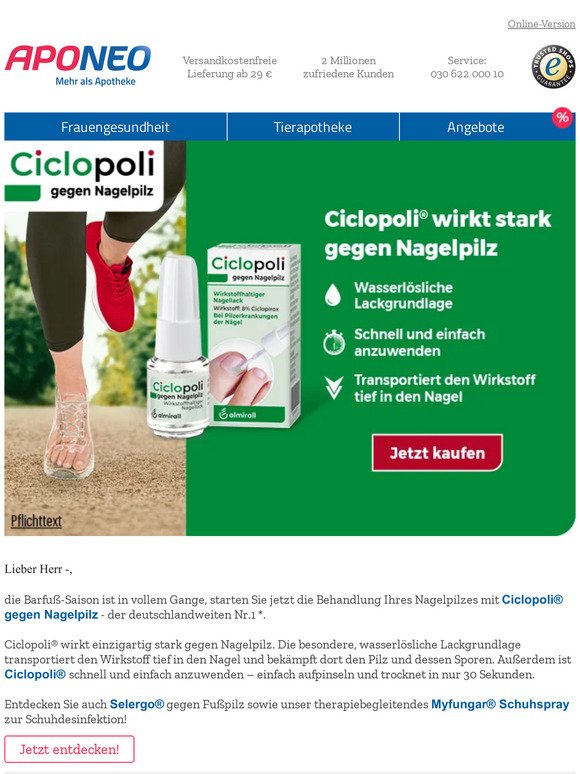 Ciclopoli® wirkt einzigartig stark gegen Nagelpilz