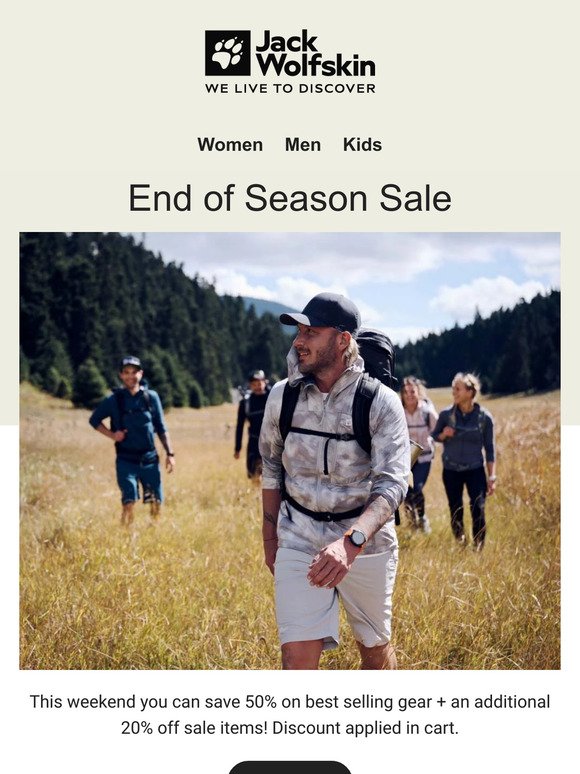 End of Season Sale: 50% Off + Additional 20% Off Sale Items