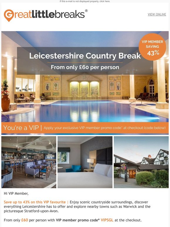 A VIP favourite | Save 43% on a country house stay!