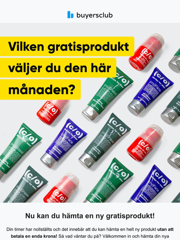 Nu kan du välja en ny gratisprodukt.