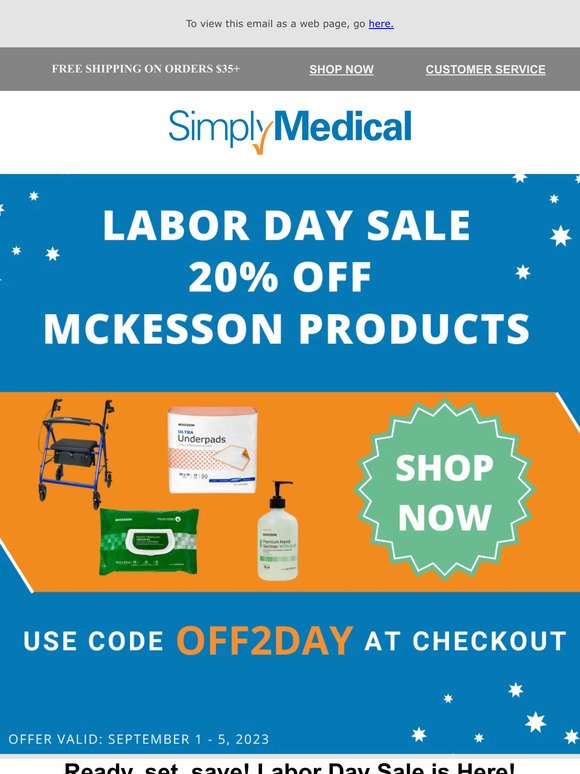 Celebrate Labor Day with 20% Off McKesson Products at Simply Medical!