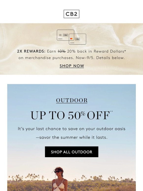 UP TO 50% OFF OUTDOOR