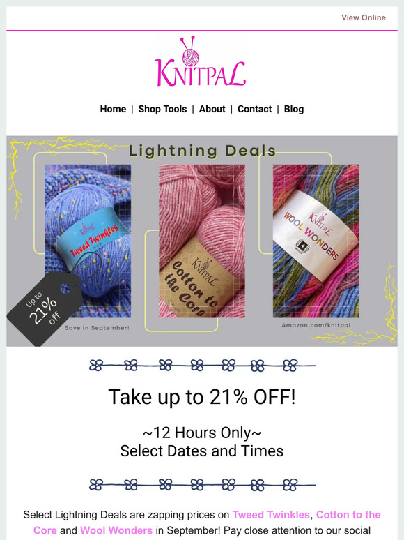 Save big in September on your favorite KnitPal yarns