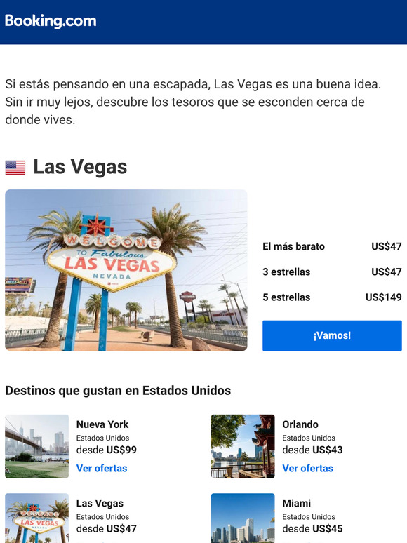No olvides tu búsqueda en Las Vegas. ¡Hay precios tan bajos como US$47!