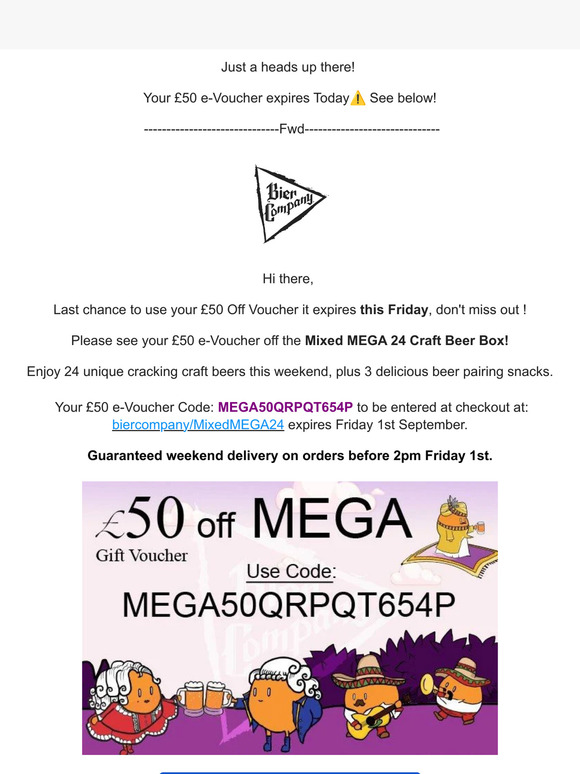 FWD: £50 e-Voucher expires Today⚠️