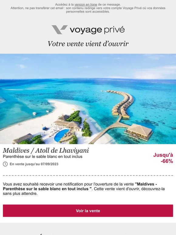 Ouverture de la vente : Maldives - Parenthèse sur le sable blanc en tout inclus