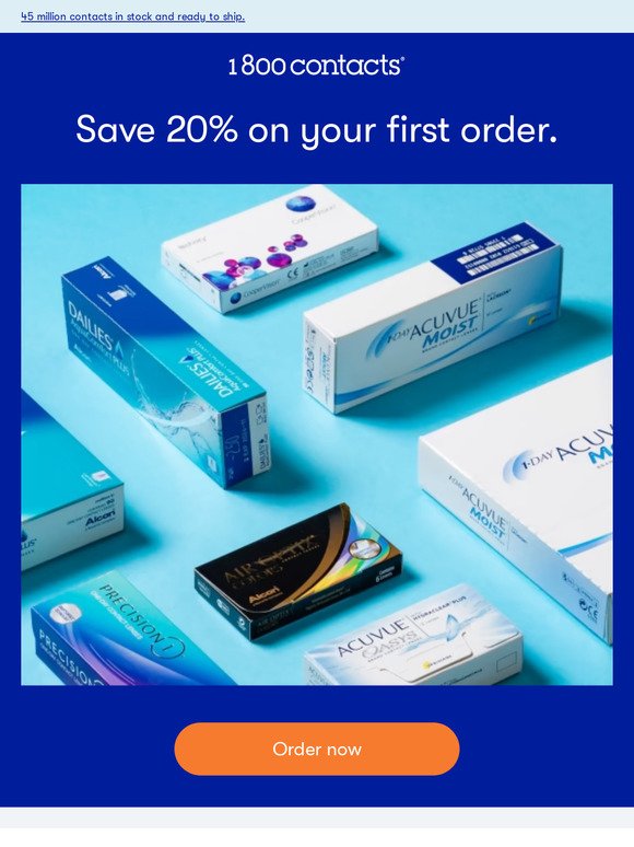 Save 20% on contacts and renew your prescription from home.