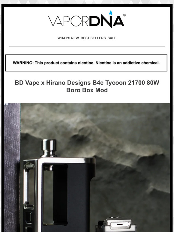 BD Vape x Hirano Designs B4e Tycoon 21700 80W Boro Box Mod