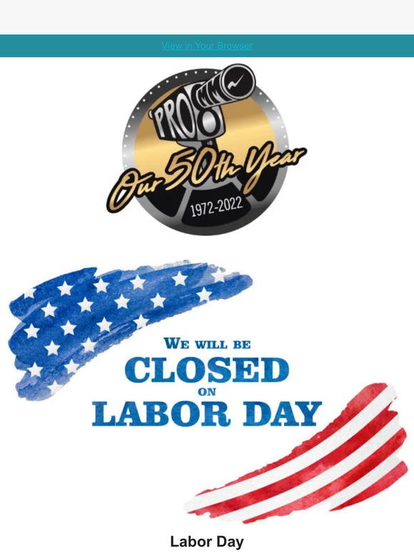 Closed Monday 9/4 for Labor Day