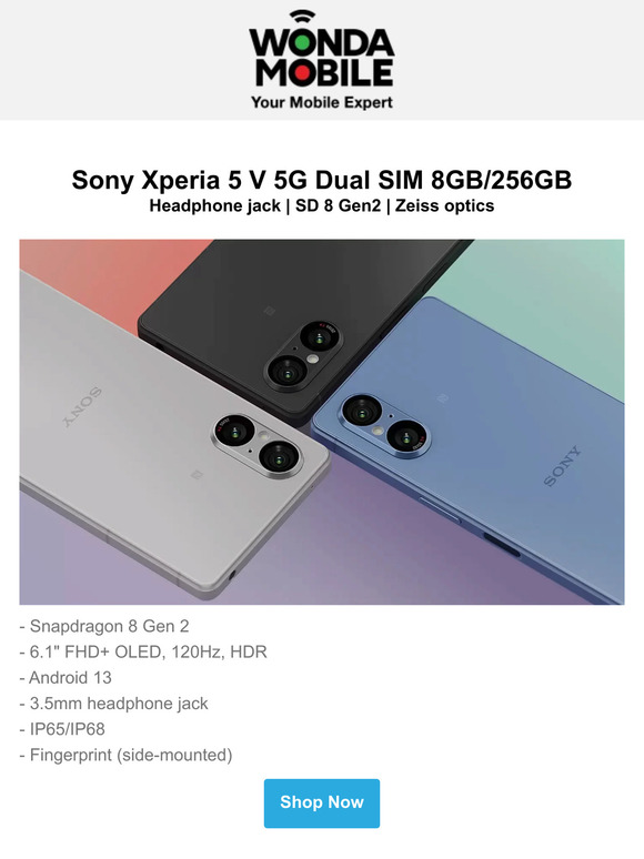 Buy Sony Xperia 5 V 5G Dual SIM 8GB/256GB at Wonda Mobile