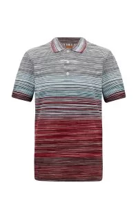 Missoni Men's Stripe Knitted Polo Shirt Sky Blue - New S23 Collection
