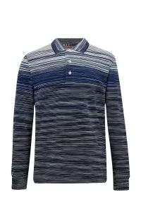 Missoni Men's Long-sleeved Knitted Polo Shirt Navy - New S23Collection