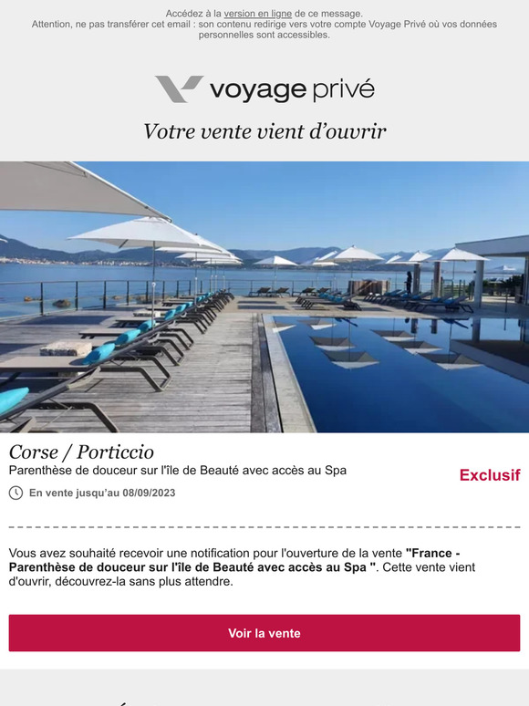 Ouverture de la vente : France - Parenthèse de douceur sur l'île de Beauté avec accès au Spa