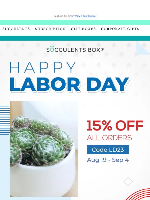 Plant Savings on Labor Day Weekend - 15% Off