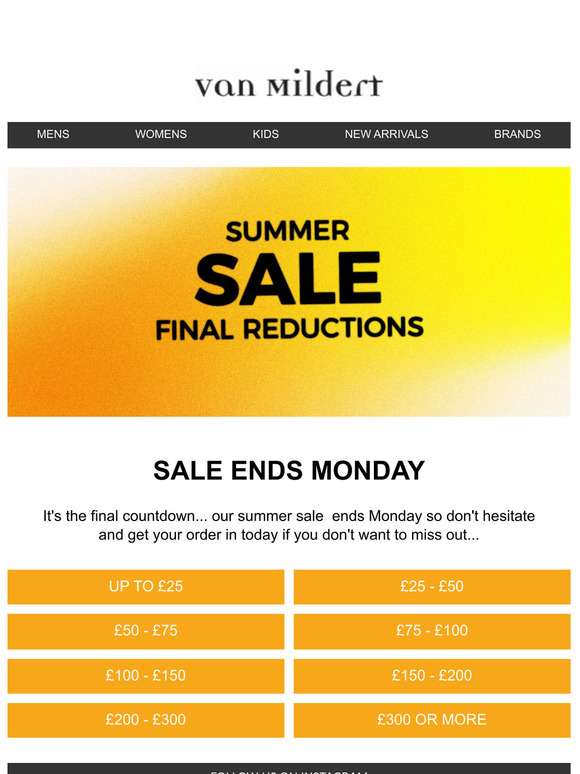 Sale Ends Monday