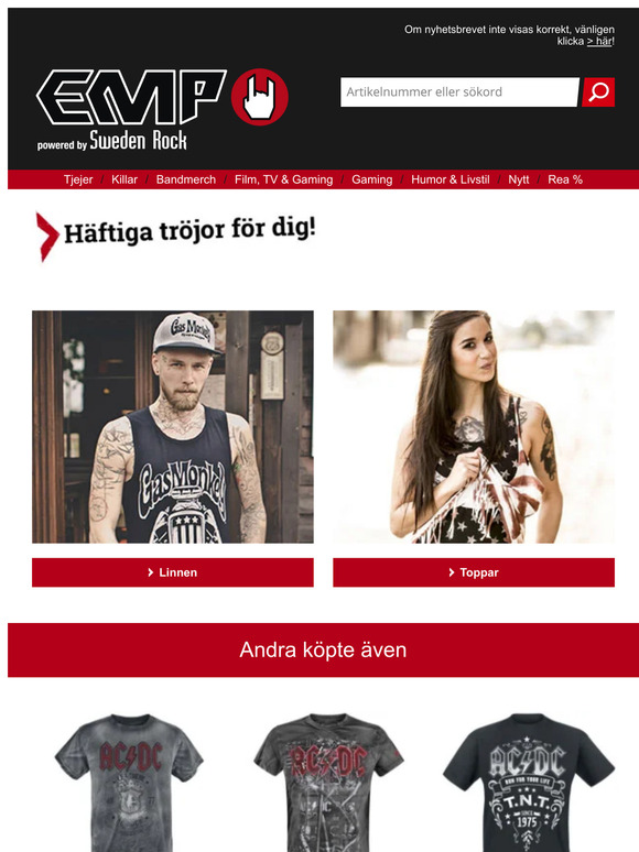 Massor av nya t-shirts och toppar hos EMP!