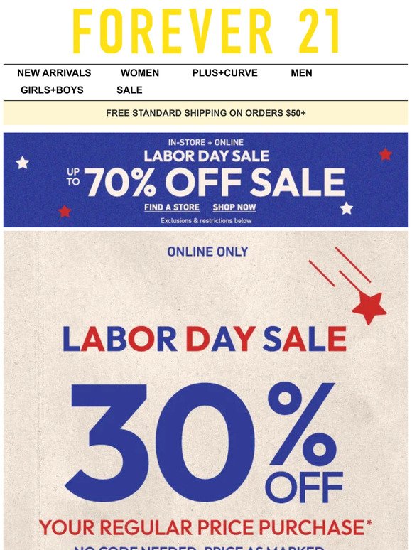 Enjoy up to 70% OFF for Labor Day