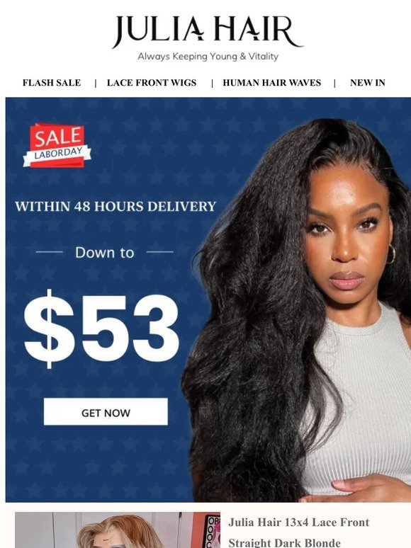 Last 2 Days... $53 Glueless Wig Labor Day Special Offer