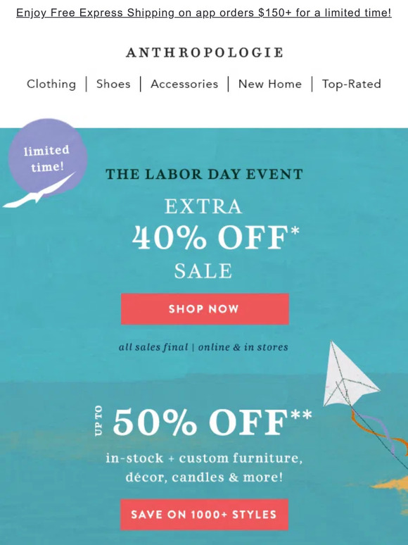 Don't let Extra 40% Off Sale fly away...