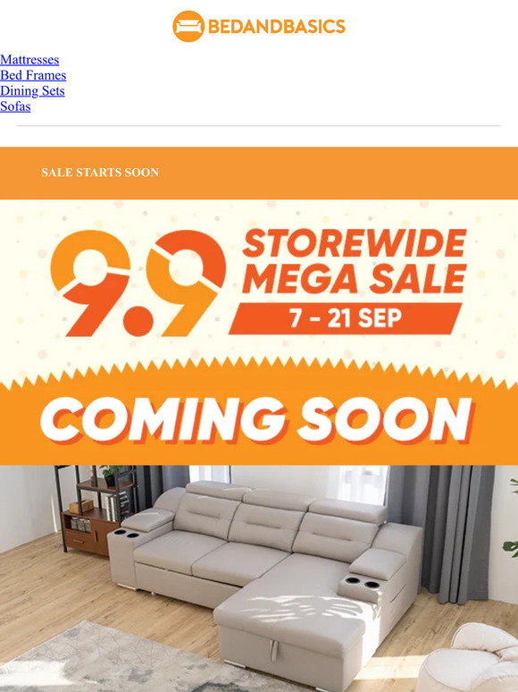 9.9 Furniture Mega Sale STARTS SOON 😻