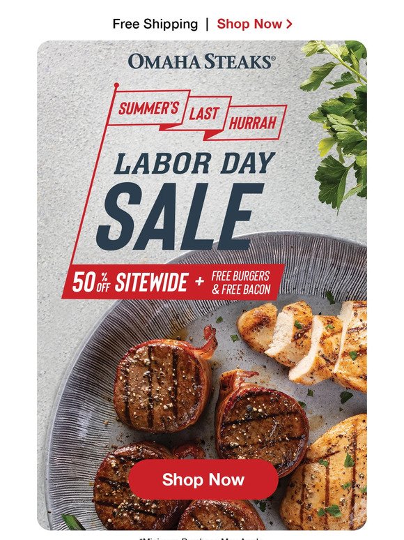 Labor Day Sale! 50% OFF + FREE burgers