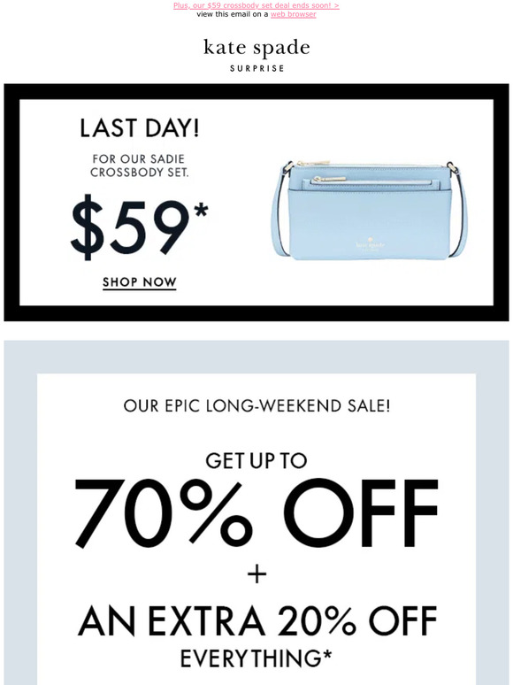 Kate Spade Outlet Sale: Up to 70% off + Extra 20% off!