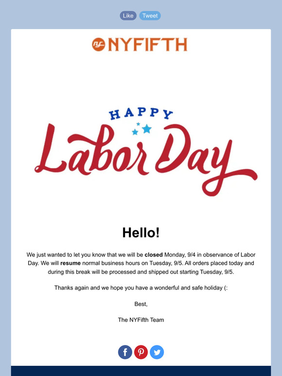 Happy Labor Day Weekend!