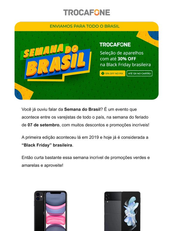 COMEÇOU! 30% OFF na Semana do Brasil 💚💛
