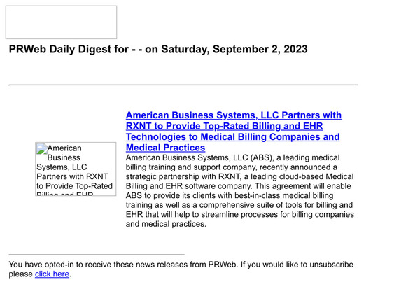 PRWeb Daily Digest for — — on Saturday, September 2, 2023