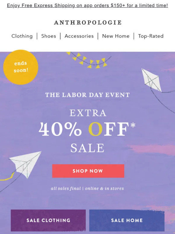 Don't let Extra 40% Off Sale fly away...