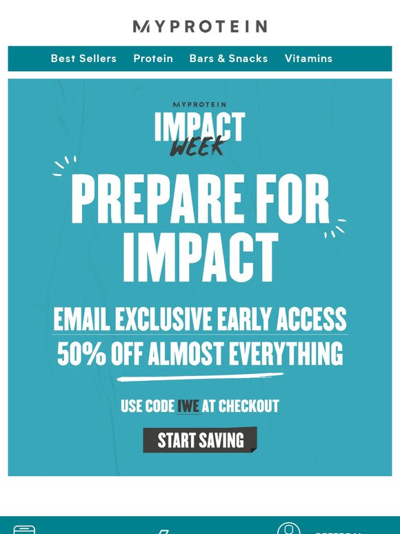 Impact Early Access: 50% off almost everything.