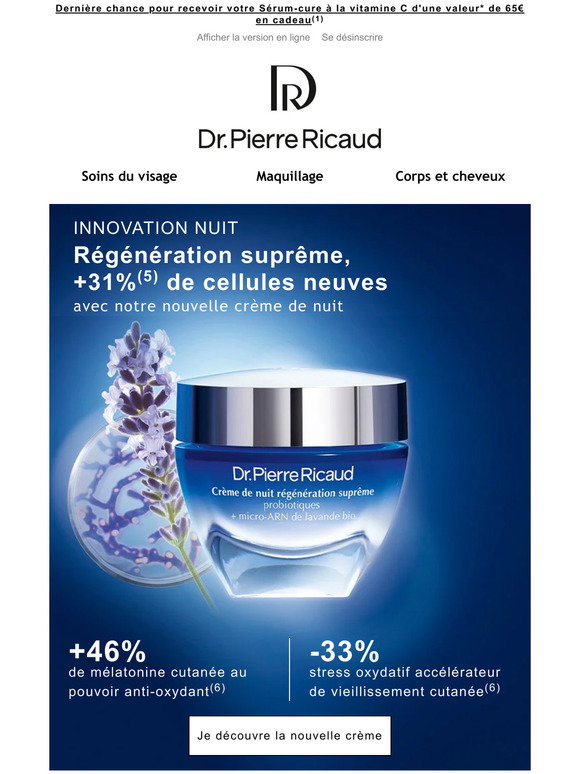 Creme de nuit anti age, régénérante aux probiotiques - Dr Pierre Ricaud