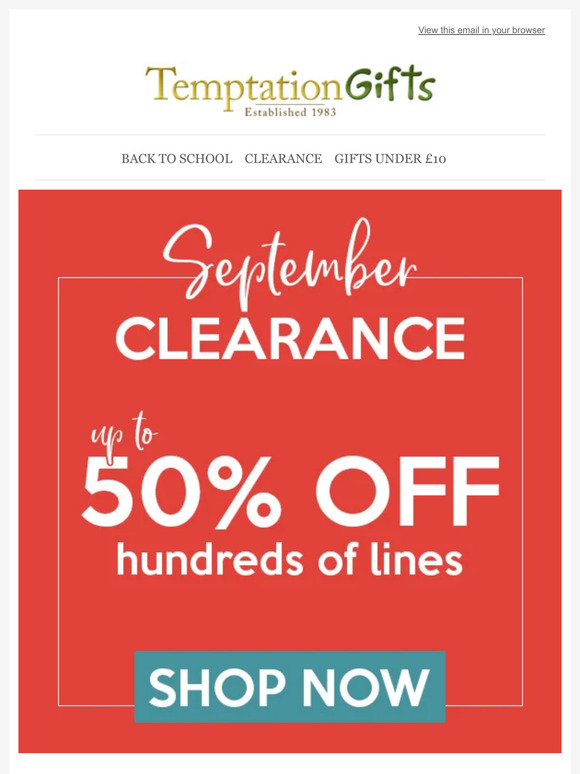 September Clearance: Up to 50% OFF Hundreds Of Lines!
