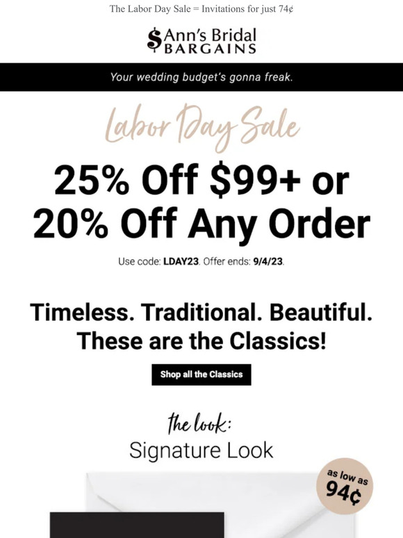 Classic Looks. Throwback Prices!