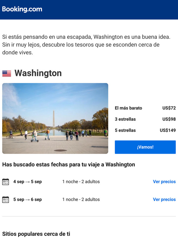 Ofertas en Washington desde US$72 para septiembre
