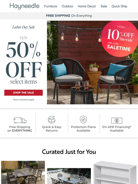 Up to 50% off patio must-haves