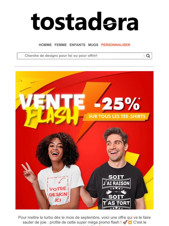 📣 Vente Flash : -25% sur TOUS les Tee-shirts ⚡️