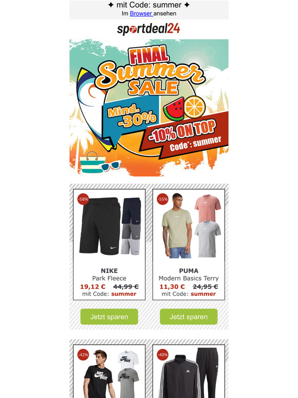 Summer Sale - Jetzt mit Extra-Gutschein ☀🌴