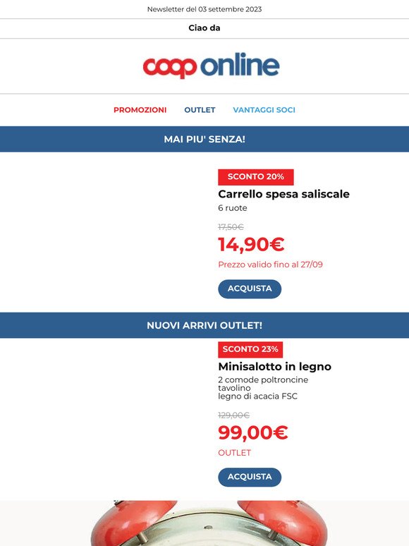 Carrellino spesa a 14,90€: mai più senza!