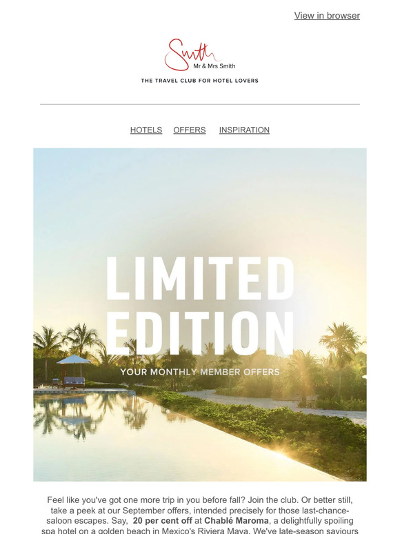 Limited Edition: 20% off a sublime spa retreat in Mexico and more pre-fall specials