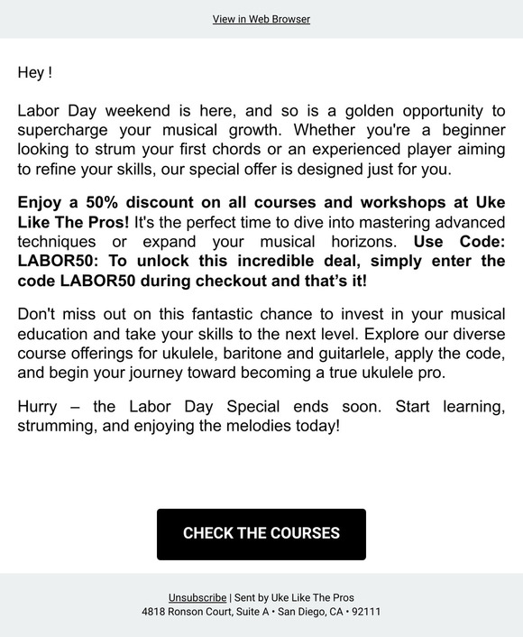 Labor Day Special: 50% Off All Courses and Workshops