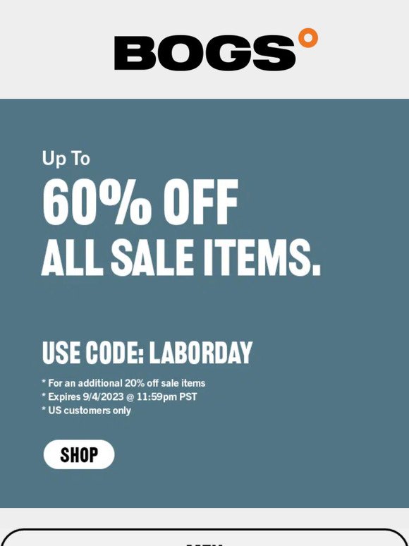 Up to 60% Off Sale Items! | Use Code LABORDAY