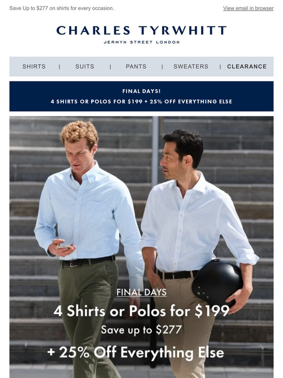 Every Shirt, Every Dress Code! Mix & Match 4 for $199