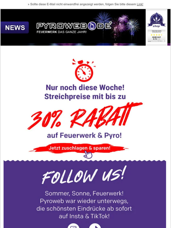 30%-Rabatte - jetzt noch schnell die Streichpreise sichern, bevor sie weg sind!