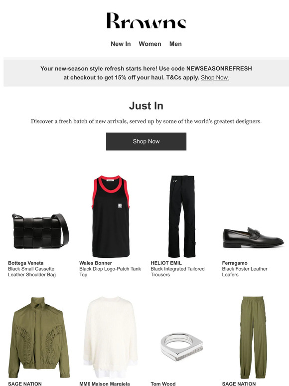 Enjoy 15% off your new-season wardrobe