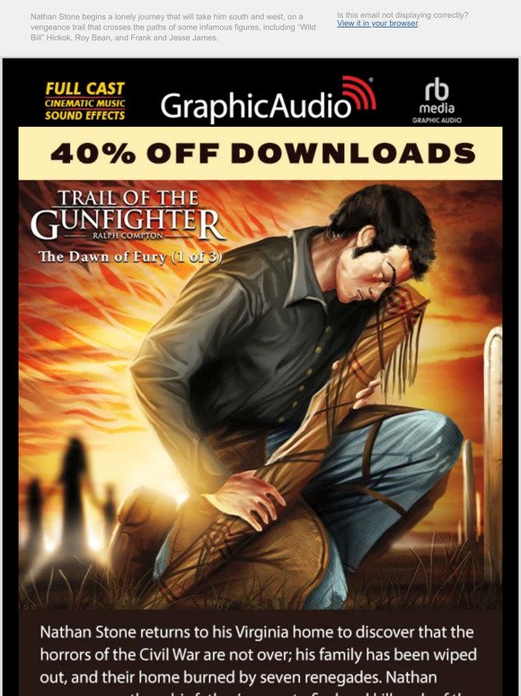 40% Off ALL Downloads through September 5! Try Trail of the Gunfighter by Ralph Compton.