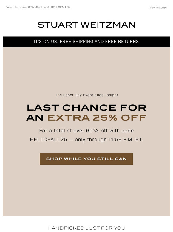 Extra 25% Off: Only a Few Hours Left to Shop