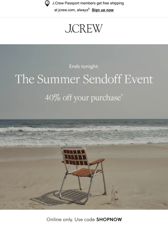 Ends at midnight: 40% off your purchase