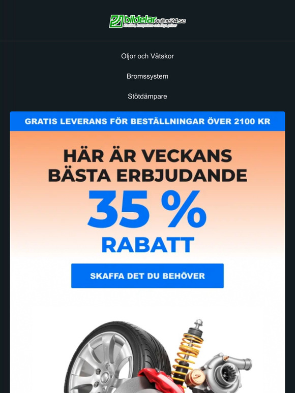 🚗 Allt din bil behöver till 35 % rabatt
