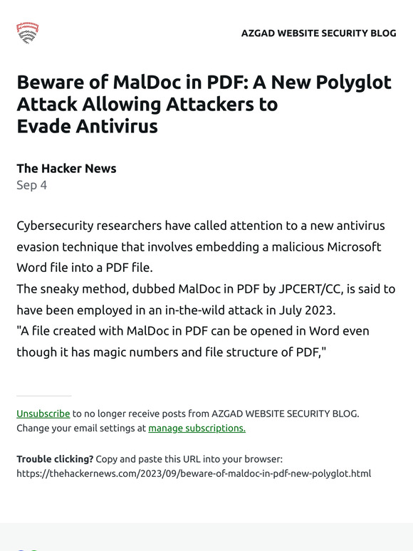 Beware of MalDoc in PDF: A New Polyglot Attack Allowing Attackers to Evade  Antivirus